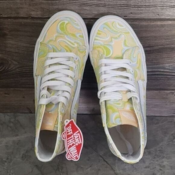 New Vans Sk8 Hi Tapered Lime Green White High Tops Skate Sneakers Casual Rave - Picture 7 of 10